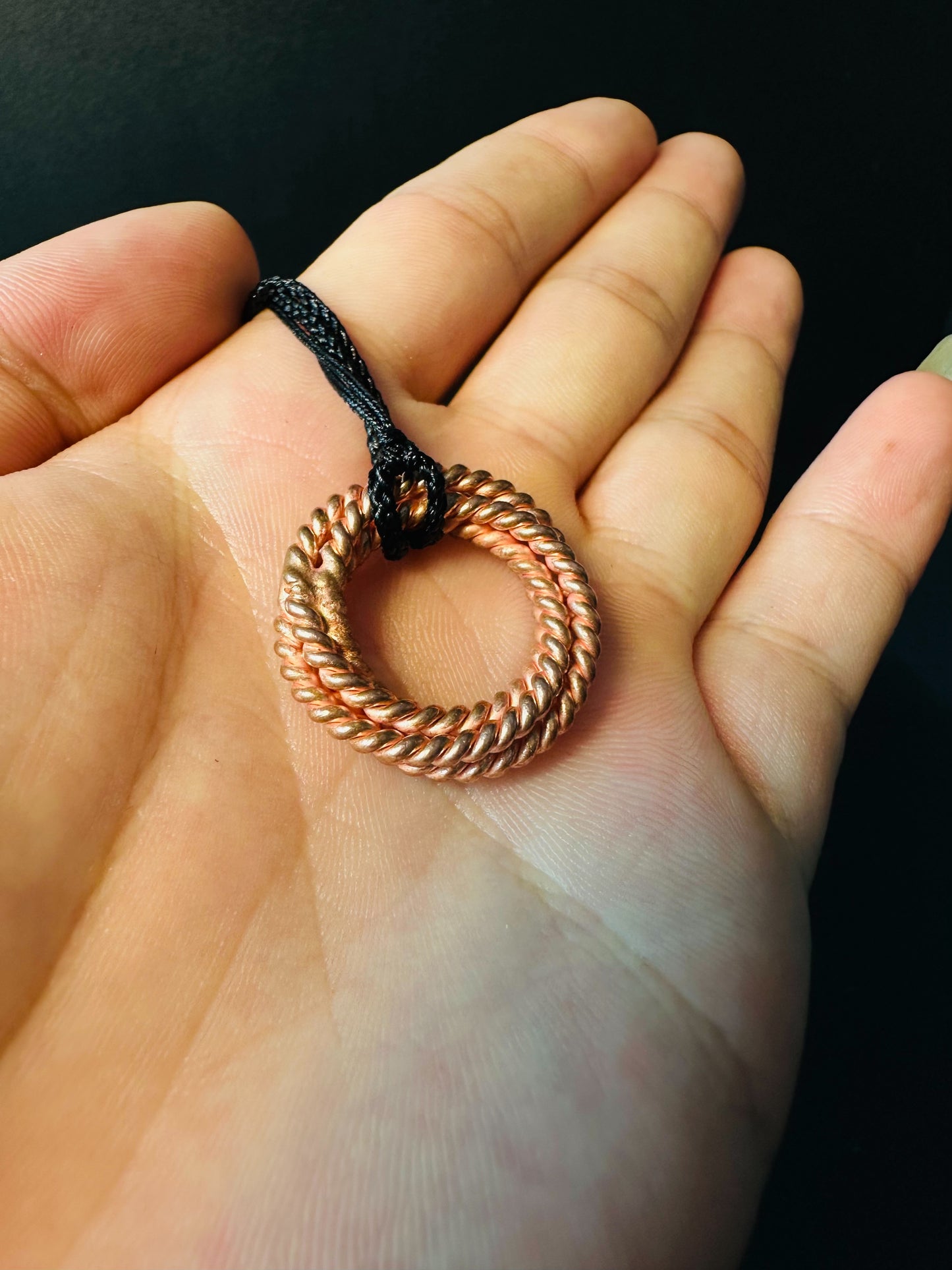 Copper Tensor Ring Pendant – Handmade Sacred Geometry