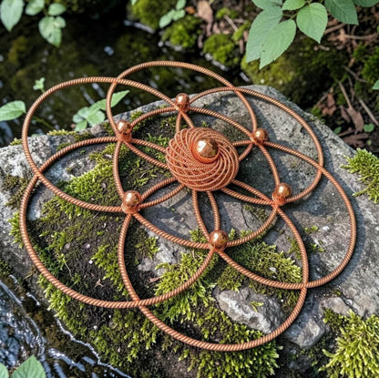 Mặt dây chuyền đồng hình oval xoắn 144MHz của abusta.viking, chế tác thủ công từ đồng nguyên chất, công cụ năng lượng.