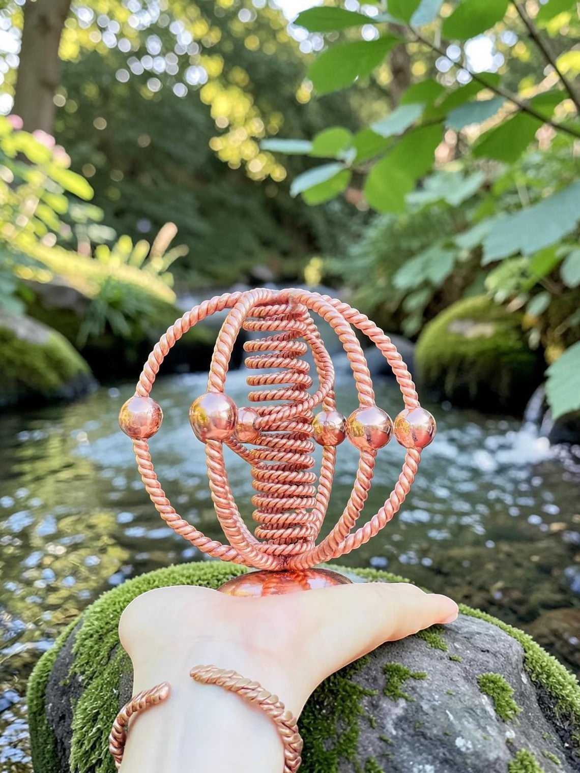 Mặt nạ mũi đồng Tensor 144 Mhz Sacred, dụng cụ năng lượng hình học thiêng liêng bằng đồng nguyên chất thủ công.