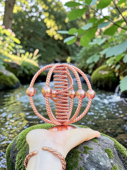 Mặt nạ mũi đồng Tensor 144 Mhz Sacred, dụng cụ năng lượng hình học thiêng liêng bằng đồng nguyên chất thủ công.
