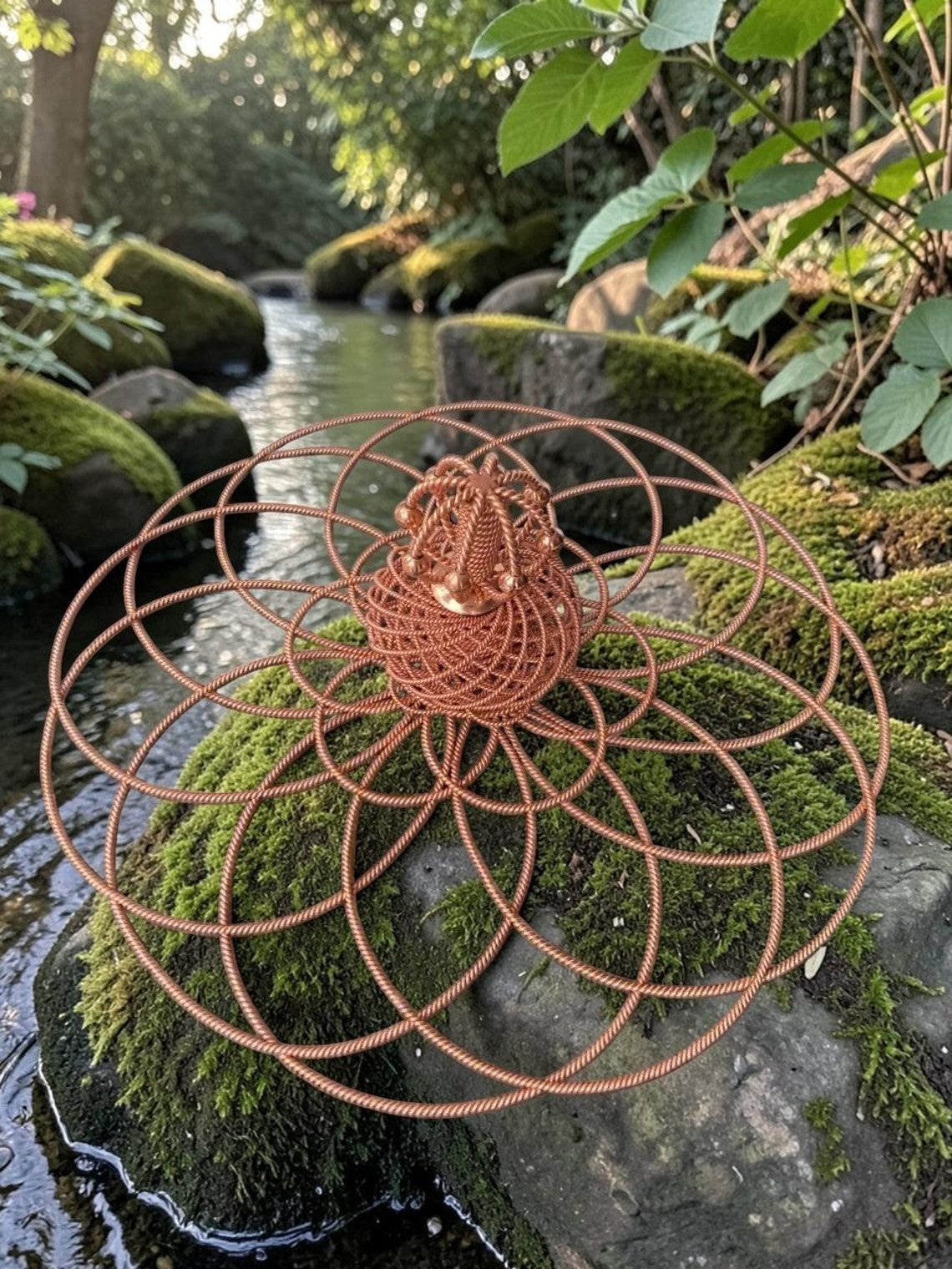 Abusta Viking handcrafted sacred geometry copper energy tool, 99.9% pure copper, intricate wire design for meditation.