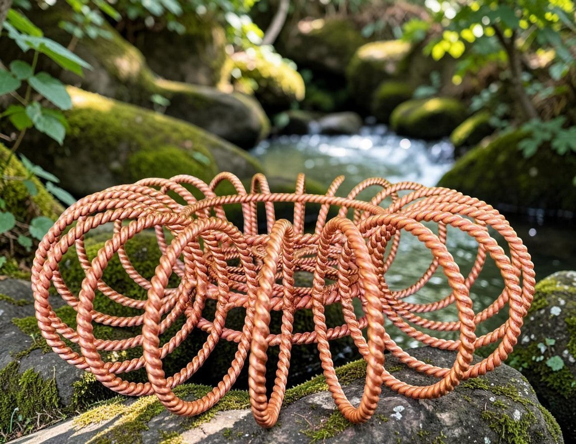 Mặt dây chuyền vòng xoắn bằng đồng nguyên chất 99,9% của abusta.viking, công cụ năng lượng hình học thiêng liêng, bảo vệ EMF.