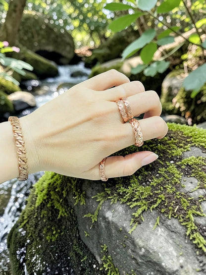 Vòng đeo tay và nhẫn đồng nguyên chất mạ bạc abusta.viking, thiết kế dệt thủ công tinh xảo, công cụ năng lượng.