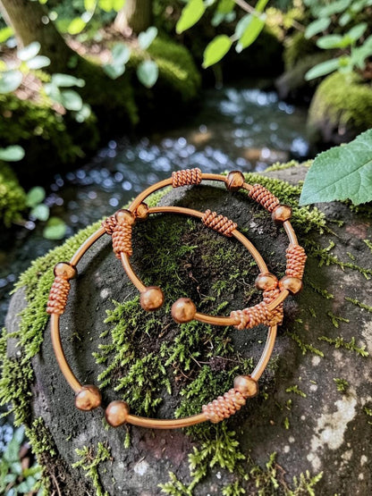 abusta.viking Vòng tay đồng Terra Flow, chế tác thủ công từ đồng nguyên chất, thiết kế hình học năng lượng.