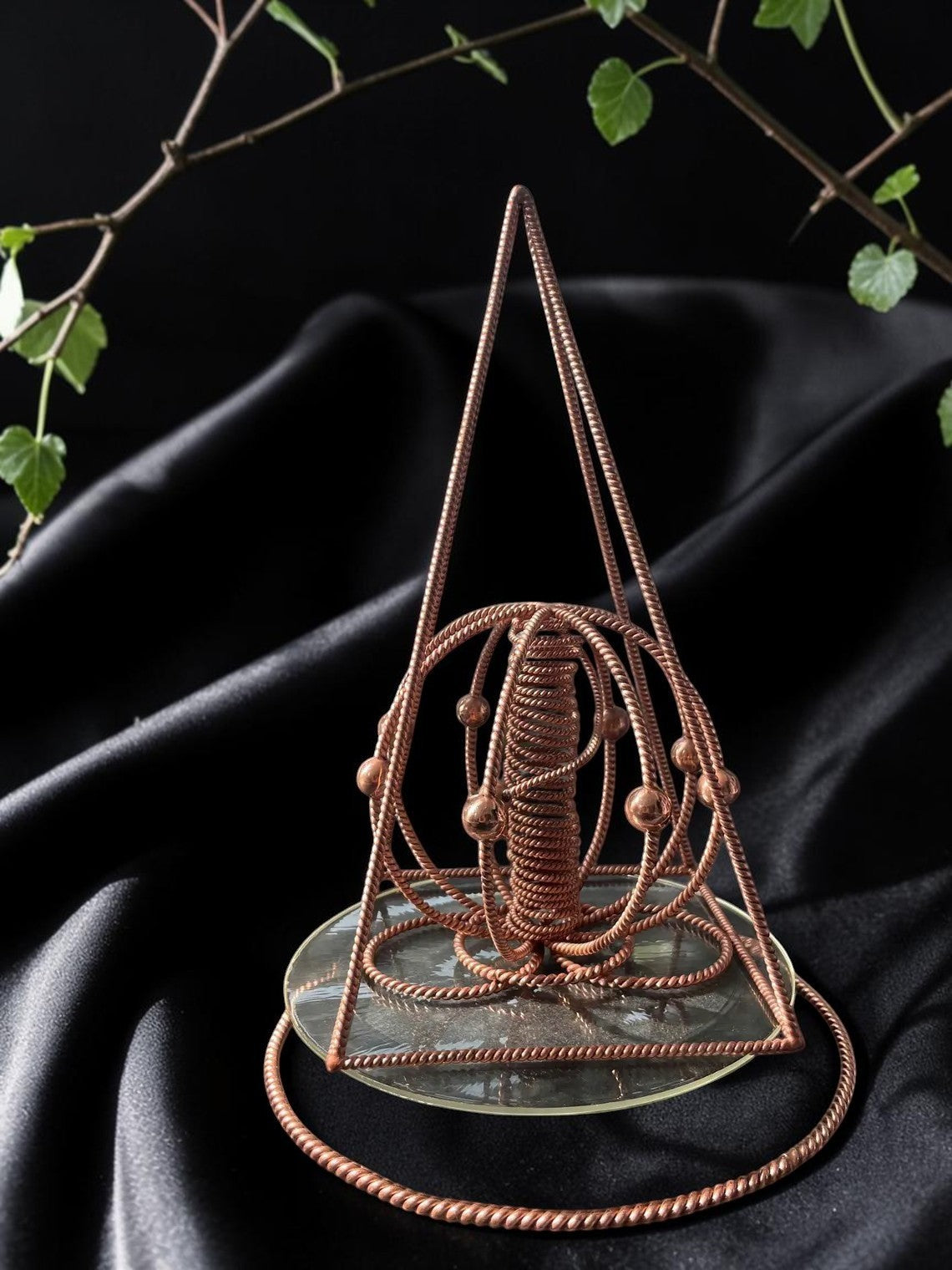 Vòng đeo tay năng lượng xoắn kép abusta.viking bằng đồng nguyên chất thủ công, công cụ hình học thiêng liêng.