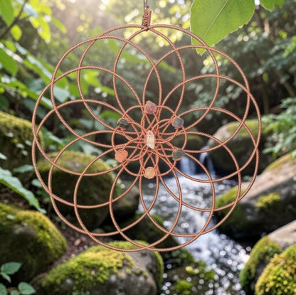 Abusta Viking Orgonite Energy Plate Triskelion 144Mhz bằng đồng nguyên chất, trang sức hình học thiêng liêng, cân bằng luân xa, bảo vệ EMF.