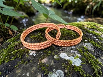Vòng tay đồng nguyên chất abusta.viking, thiết kế xoắn kép, thủ công tinh xảo, phong cách trang sức năng lượng.