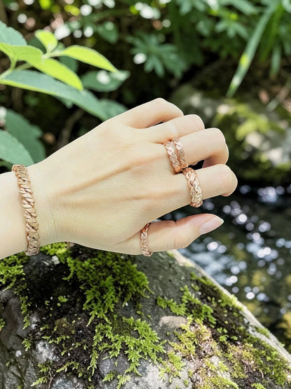 abusta.viking vòng tay và nhẫn đồng nguyên chất, thiết kế xoắn tinh xảo, phong cách trang sức năng lượng.