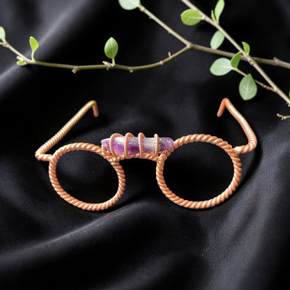 abusta.viking Kính orgonite đồng nguyên chất với đá thạch anh tím, thiết kế hình học thiêng liêng.