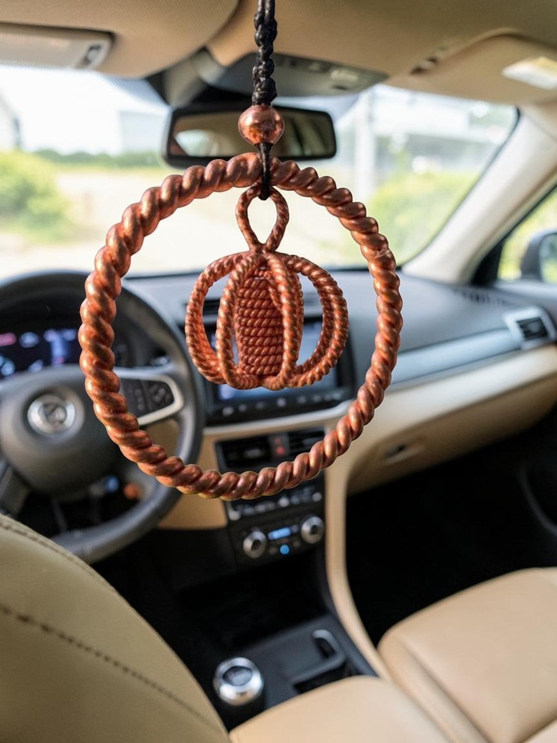 Mặt dây chuyền trang trí xe hơi abusta.viking bằng đồng nguyên chất, hình học thiêng liêng, bảo vệ EMF, cân bằng luân xa.