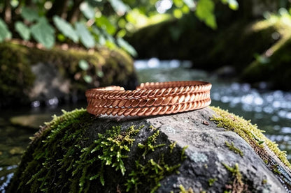 Vòng đeo tay bằng đồng nguyên chất abusta.viking, thiết kế xoắn kép, phong cách boho, quà tặng năng lượng