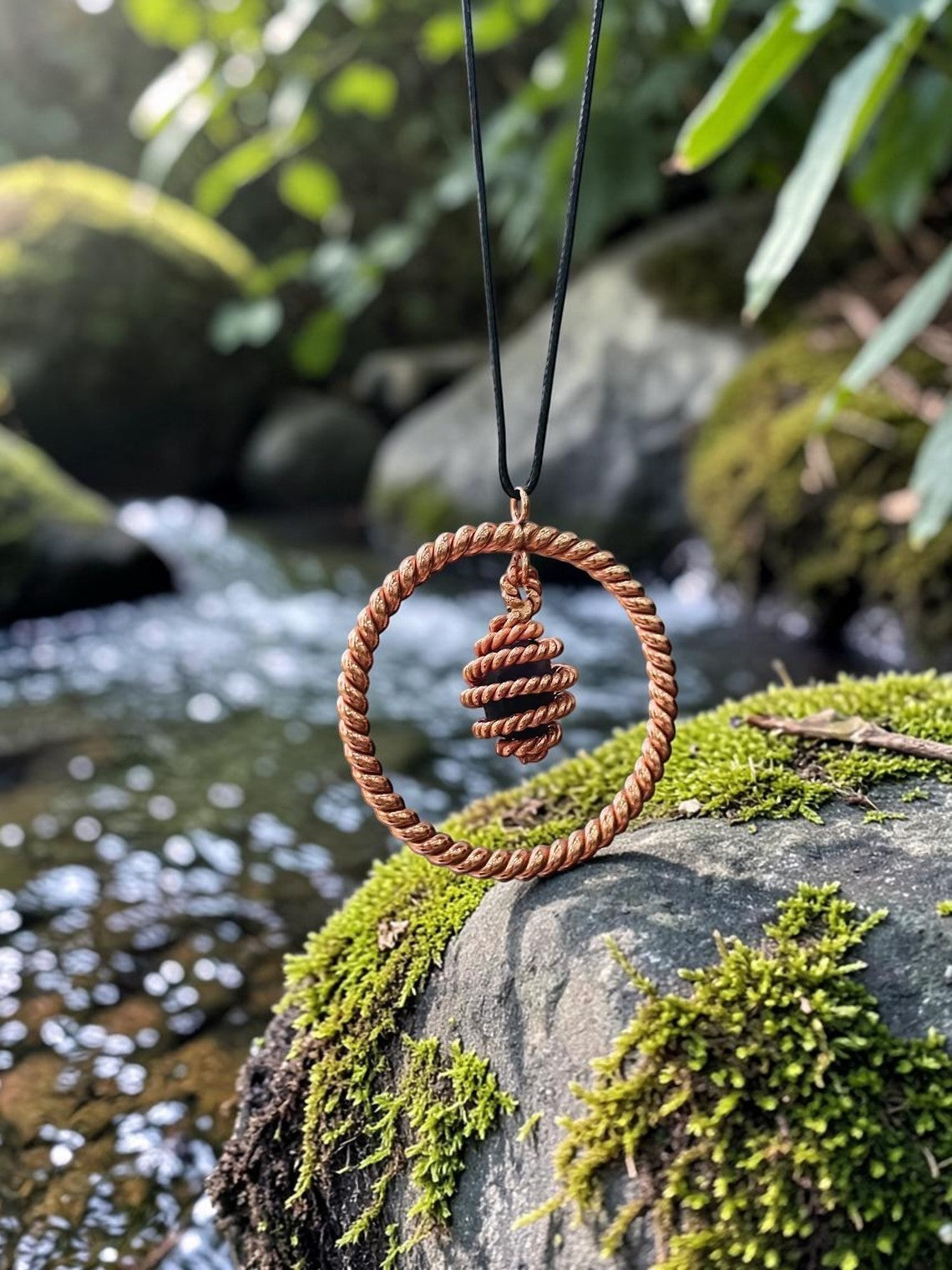 Mặt dây chuyền hình vòng tròn bằng đồng nguyên chất thủ công abusta.viking, mặt dây chuyền hình xoắn ốc năng lượng, công cụ thiêng liêng.