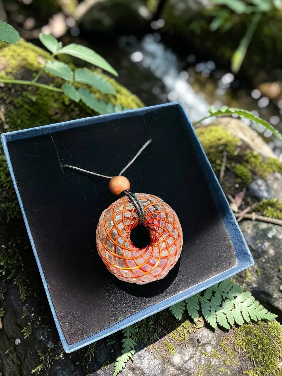 abusta.viking Nhẫn Tensor bằng đồng nguyên chất thủ công, công cụ năng lượng hình học thiêng liêng, màu đỏ cam