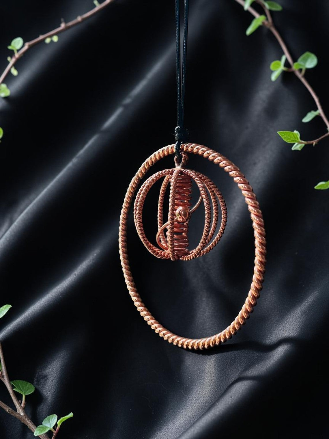 abusta.viking Vòng đồng Tensor bảo vệ EMF thủ công, làm từ đồng nguyên chất, thiết kế hình học thiêng liêng.
