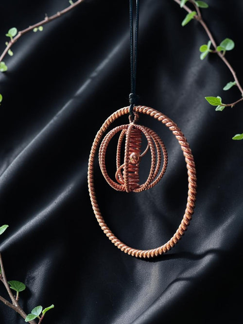 abusta.viking Vòng đồng Tensor bảo vệ EMF thủ công, làm từ đồng nguyên chất, thiết kế hình học thiêng liêng.