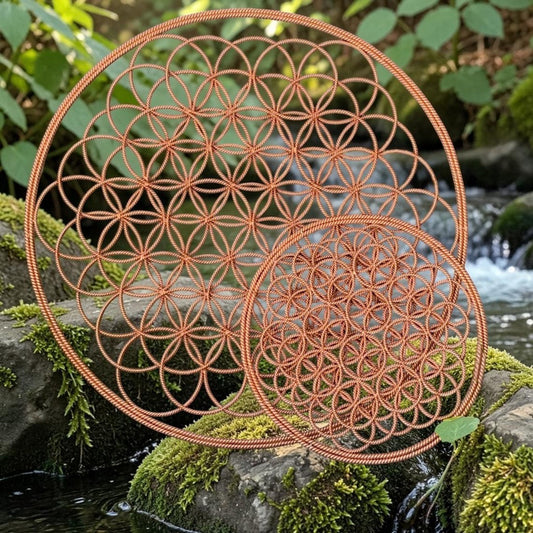 abusta.viking Large Copper Tensor Ring Pyramid Energy tool, handcrafted pure copper sacred geometry for water charging and space clearing.