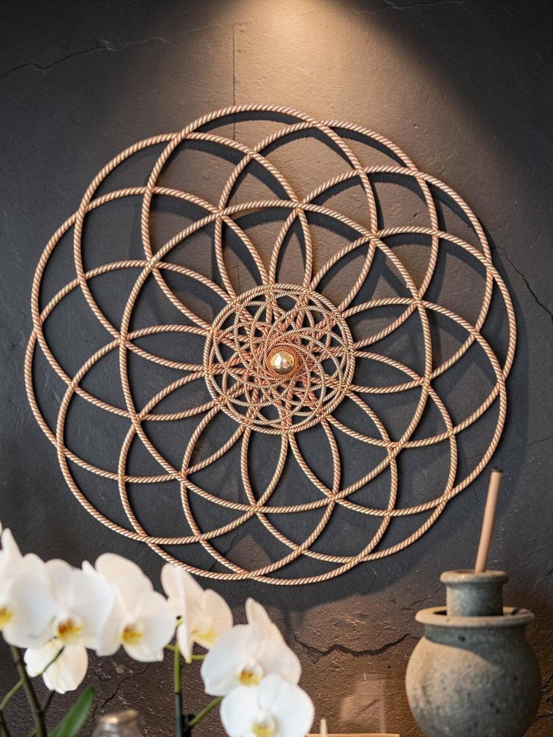 abusta.viking Mặt dây chuyền đồng hình học thiêng liêng, 432Hz, làm thủ công từ đồng nguyên chất.
