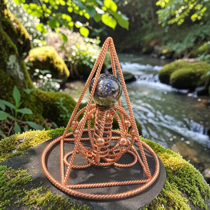 Kim tự tháp orgonite bằng đồng nguyên chất thủ công của abusta.viking, công cụ năng lượng hình học thiêng liêng để cân bằng chakra và che chắn EMF.