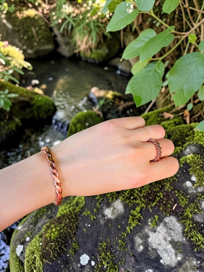 Vòng tay và nhẫn đồng Flower of Life Tensor Pendant thủ công tinh xảo, màu đồng sáng bóng, phong cách năng lượng.
