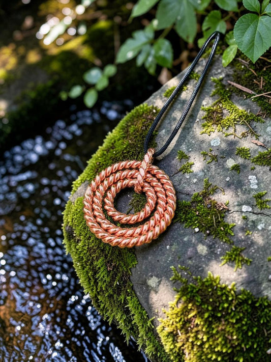 Vòng đeo tay năng lượng bằng đồng nguyên chất abusta.viking, thủ công tinh xảo, thiết kế hình xoắn ốc, dùng để hỗ trợ năng lượng, tiếp đất và bảo vệ EMF.