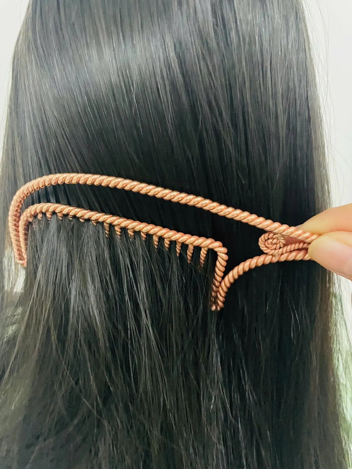 abusta.viking lược đồng hình cung xoắn với răng lược nhỏ, phụ kiện tóc thủ công