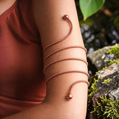Vòng tay cánh tay bằng đồng xoắn ốc abusta.viking, trang sức phong cách boho, phụ kiện thời trang độc đáo.