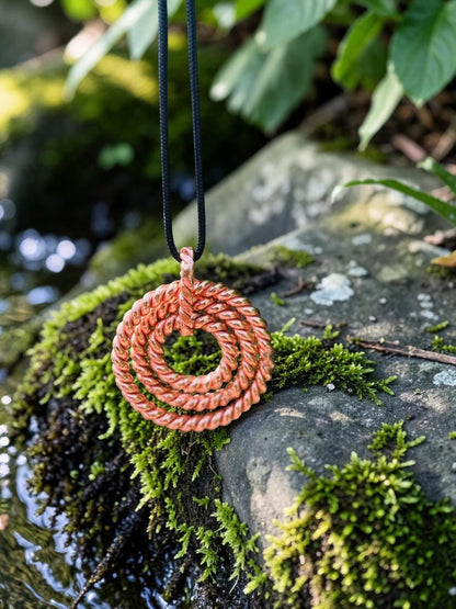 abusta.viking Vòng đeo tay đồng nguyên chất dệt thủ công hình tròn xoắn ốc, công cụ năng lượng thiêng liêng.