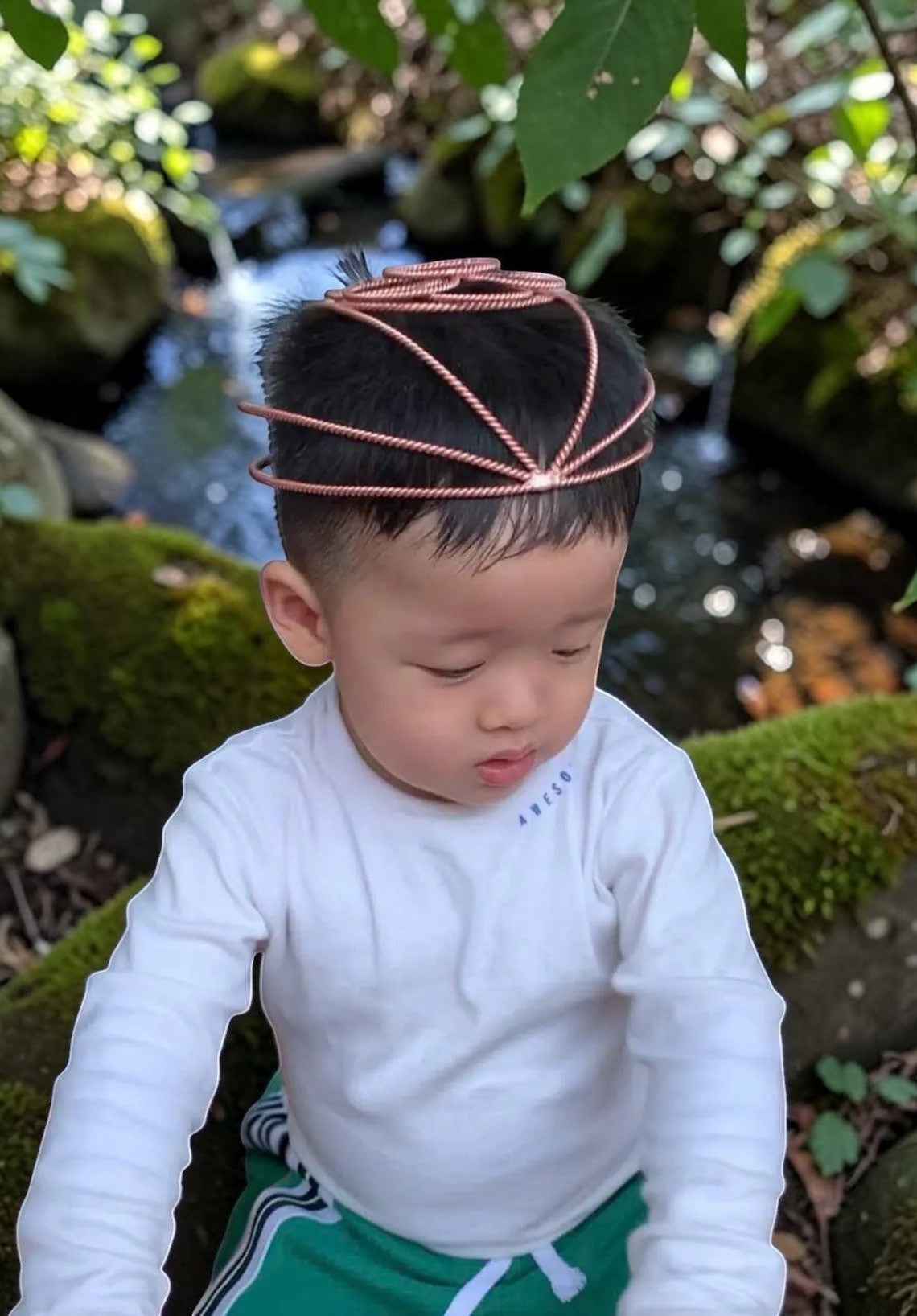 Vòng đeo đầu bằng đồng xoắn đôi thủ công của abusta.viking, công cụ năng lượng bằng đồng nguyên chất.