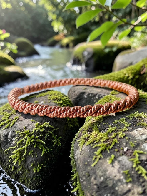 Vòng tay đồng nguyên chất thủ công abusta.viking, thiết kế xoắn ốc, công cụ năng lượng hình học thiêng liêng.