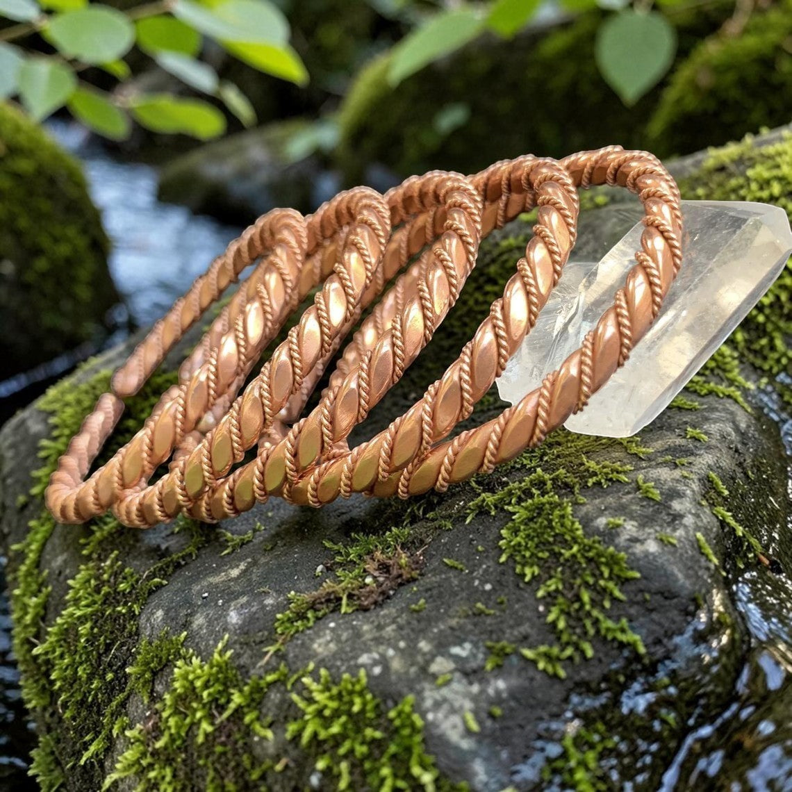 abusta.viking Triple Tensor Copper Ring Pendant Sacred - Vòng cổ đồng tinh khiết thủ công, công cụ năng lượng hình học thiêng liêng.