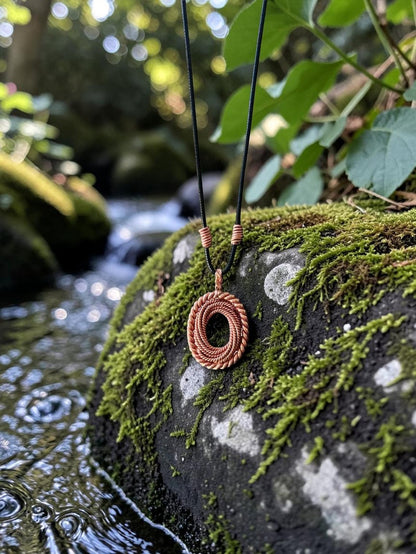 Mặt dây chuyền hình hoa sen và torus bằng đồng nguyên chất của abusta.viking, chế tác thủ công tại Việt Nam, tần số 177MHz & 432MHz.
