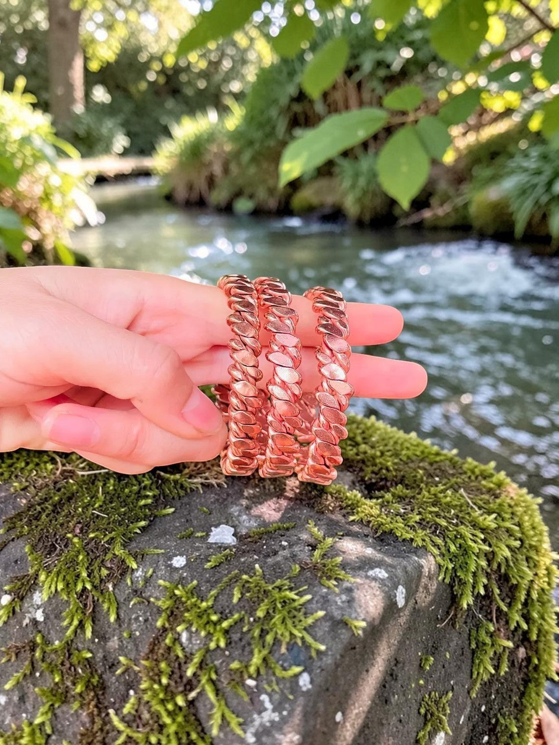 abusta.viking Đồng hồ đeo tay bằng đồng nguyên chất, thiết kế dạng chuỗi mắt xích, chế tác thủ công tinh xảo.