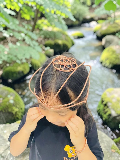 Vòng đeo đầu và vòng tay bằng đồng nguyên chất xoắn kép thủ công của abusta.viking, thiết kế hình học thiêng liêng.