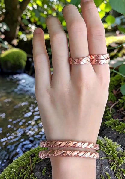 abusta.viking Vòng tay đồng bạc thủ công, thiết kế xoắn ốc, vật liệu đồng nguyên chất, trang sức năng lượng.