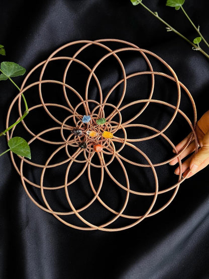 Đĩa năng lượng Orgonite Triskelion 144Mhz bằng đồng nguyên chất thủ công từ abusta.viking, công cụ năng lượng hình học thiêng liêng.