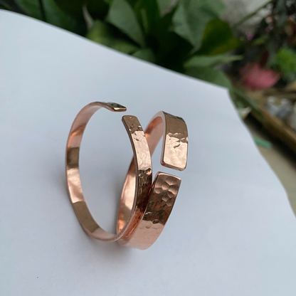 Adjustable pure copper wrap cuff bracelet, custom engraved anniversary gift for him or her