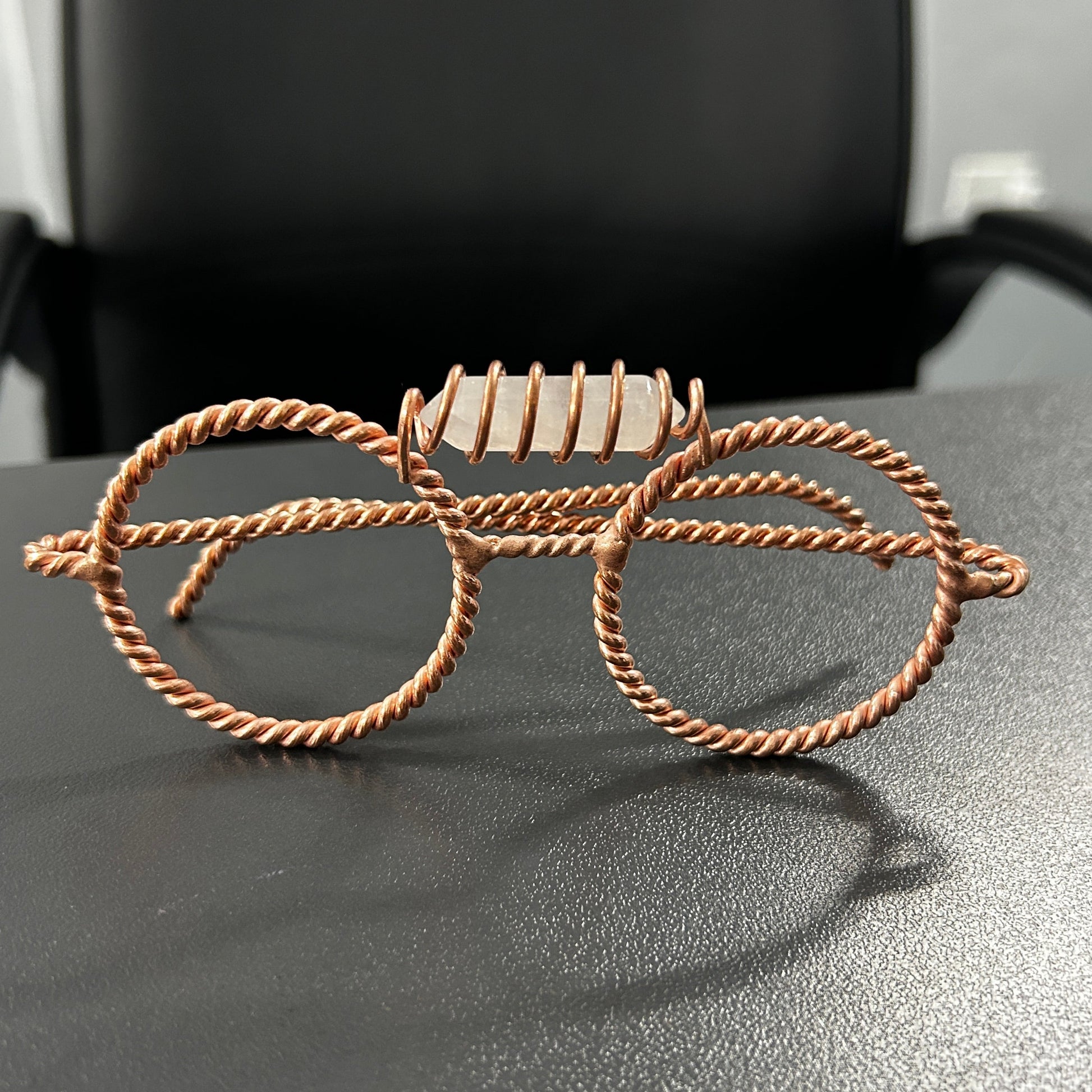 Clear quartz copper tensor glasses handmade sacred geometry energy eyewear