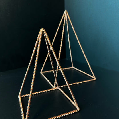 Copper pyramid set 10cm and 14cm sizes, sacred geometry altar decor crystal charging tool

