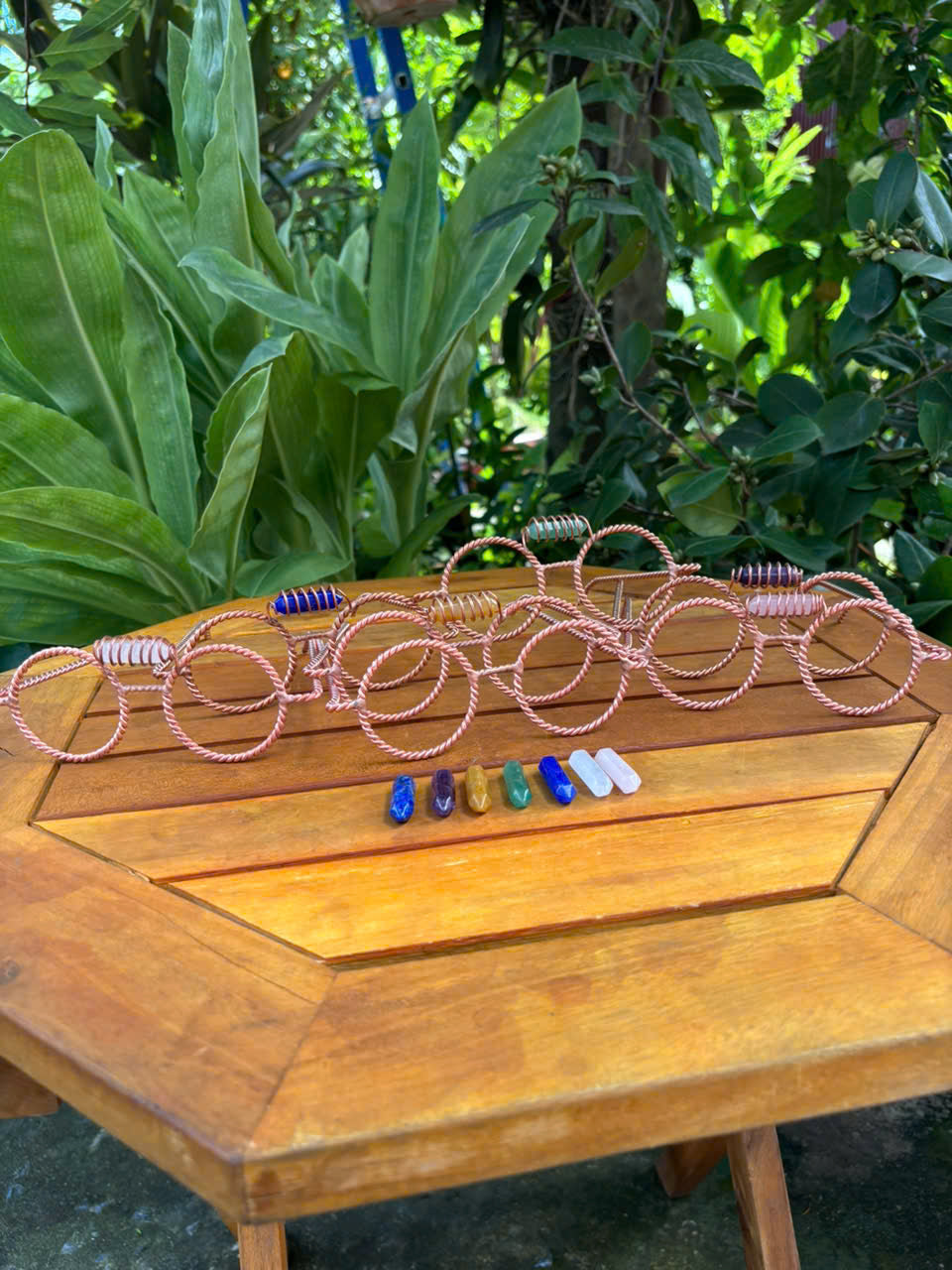 Copper tensor glasses crystal collection green aventurine chakra stones