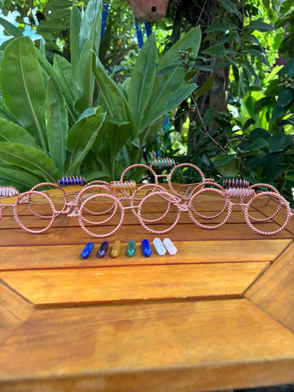 Copper tensor glasses crystal collection lapis lazuli chakra stones