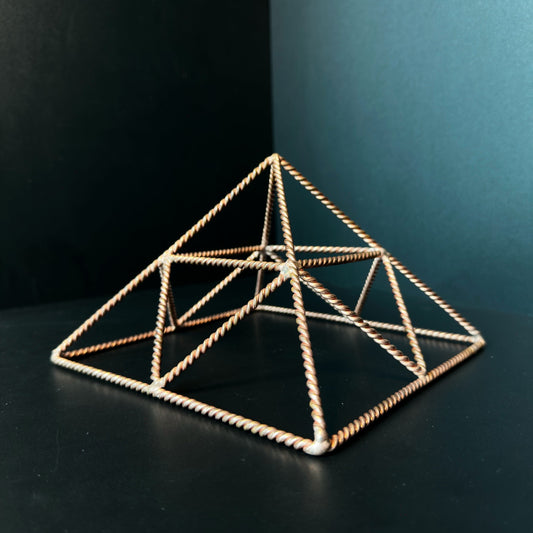 Reinforced copper pyramid cross-braced sacred geometry meditation energy tool
