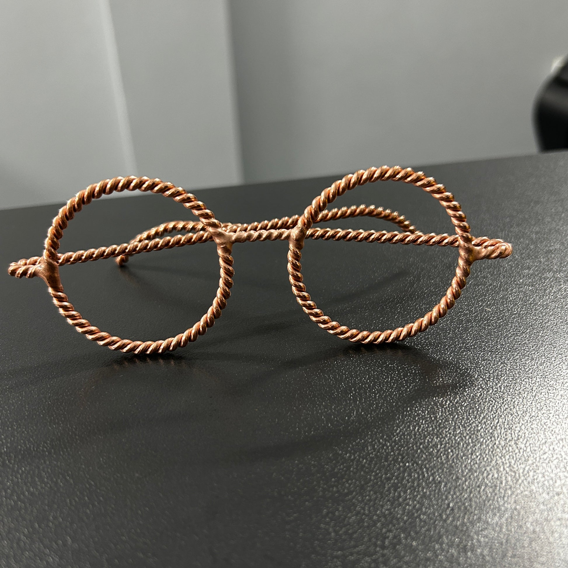 Twisted copper tensor glasses handmade tensor ring energy eyewear front view