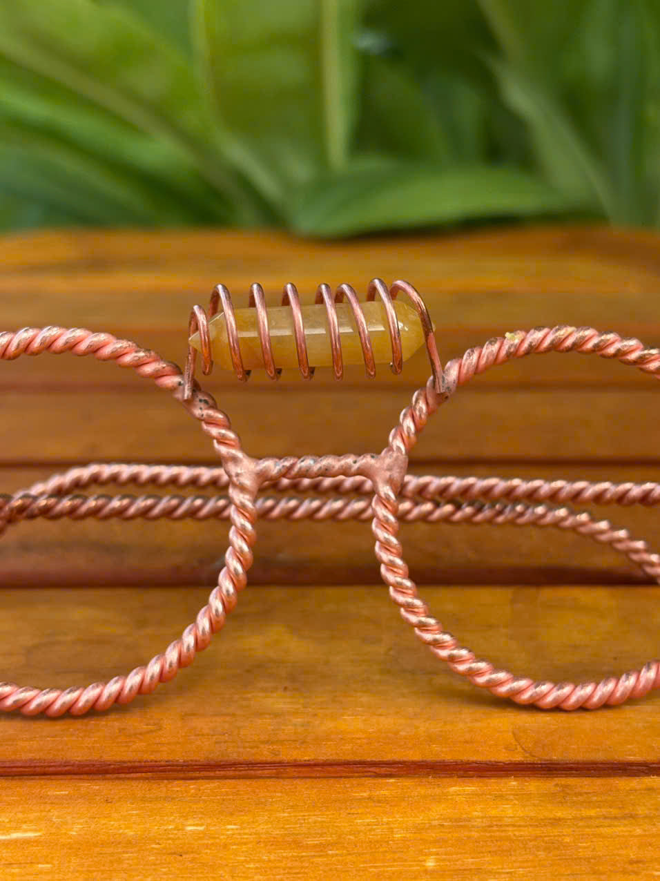 Handmade copper tensor glasses with yellow aventurine crystal bridge