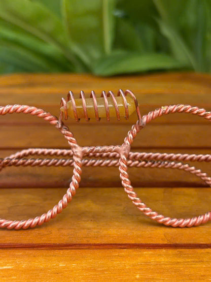 Handmade copper tensor glasses with yellow aventurine crystal bridge